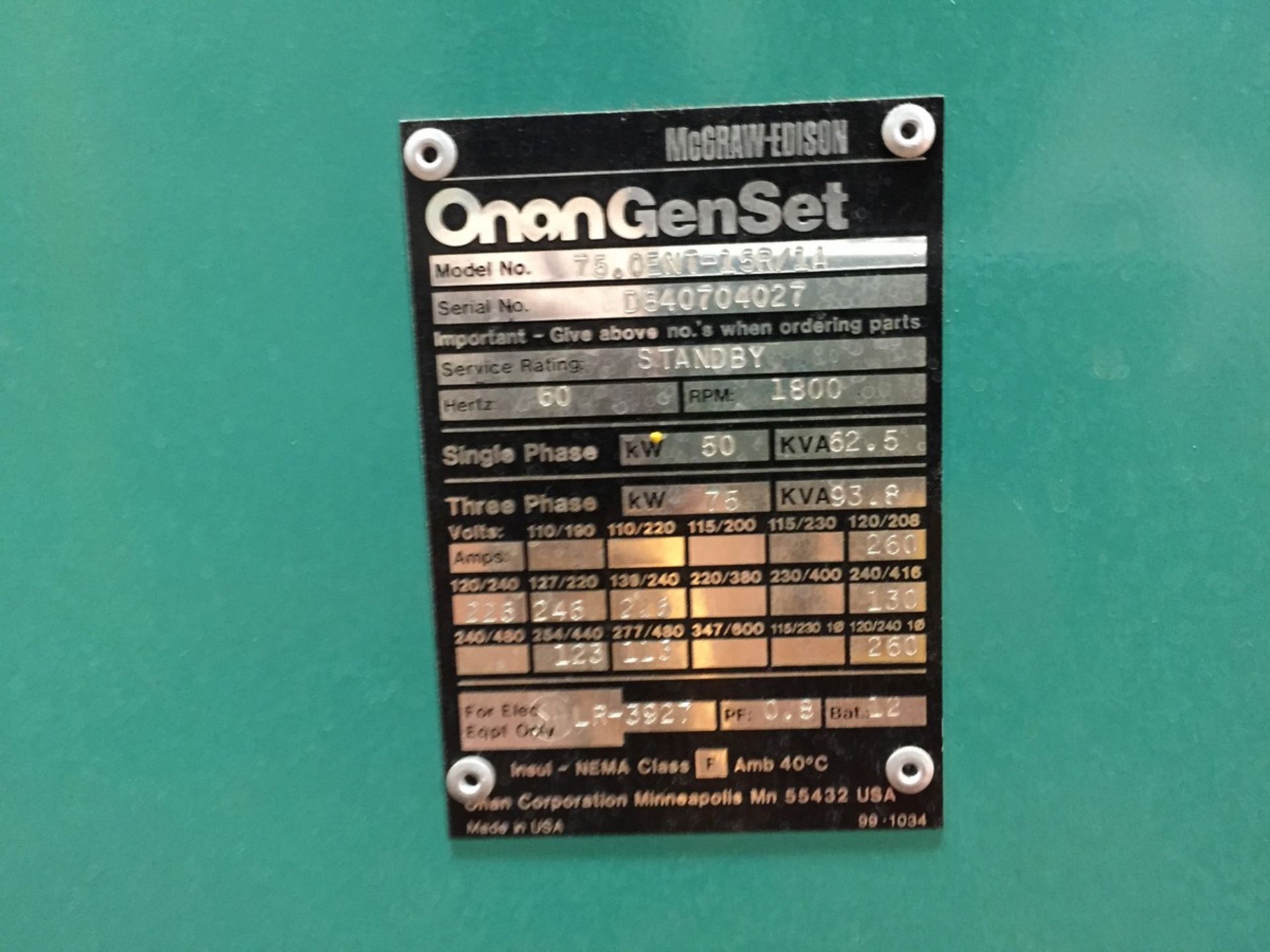 Onan Natural Gas Generator with Only 743 Hours - Image 4 of 7