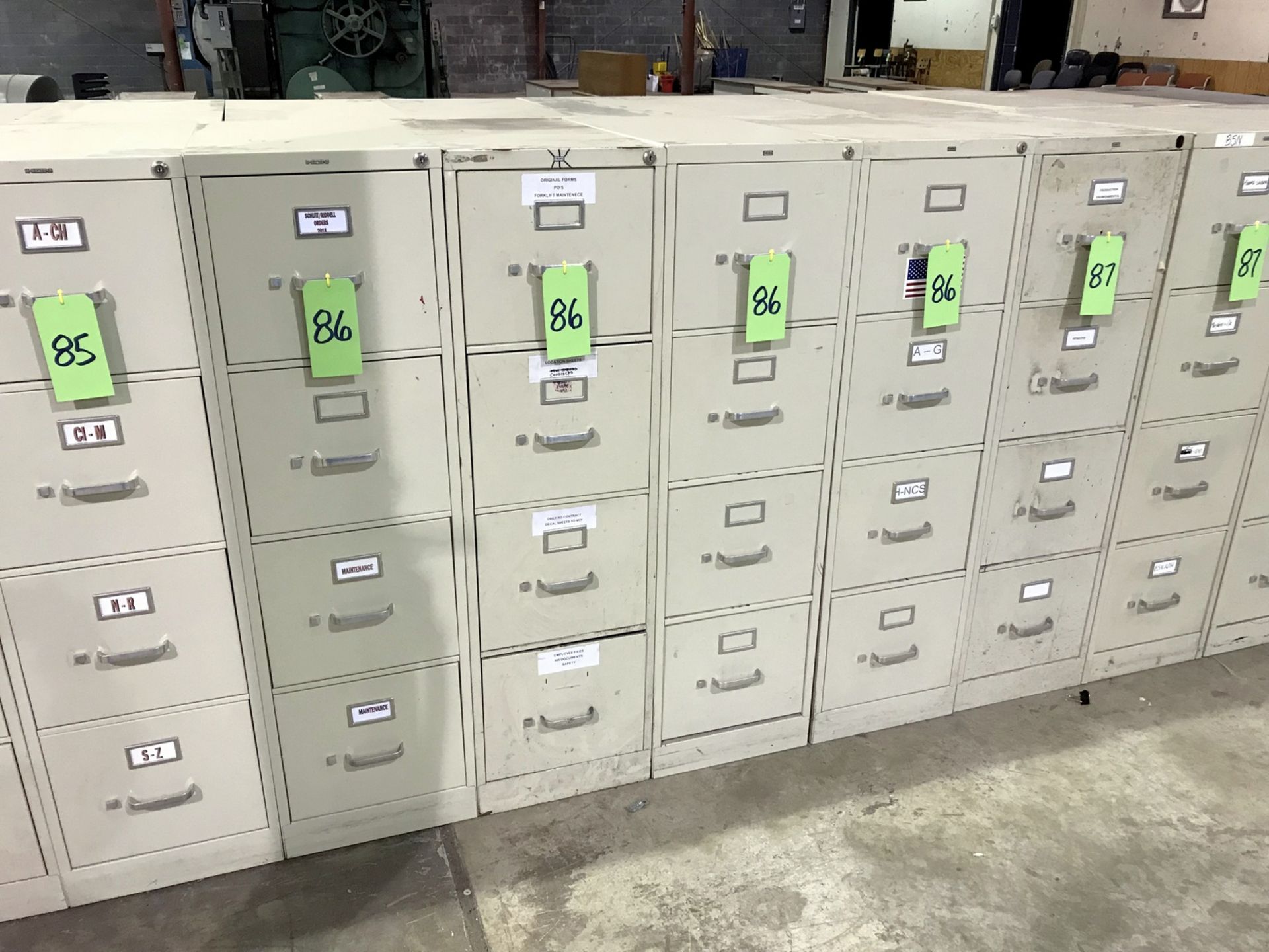 Lot of (4) Hon 4-Drawer Metal File Cabinets