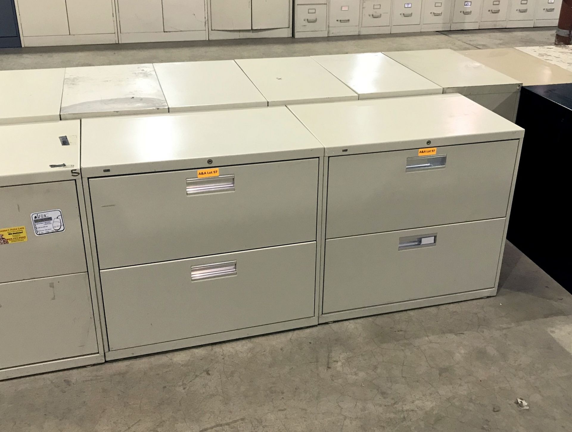 Lot of (2) Hon Lateral 2-Drawer Metal File Cabinets