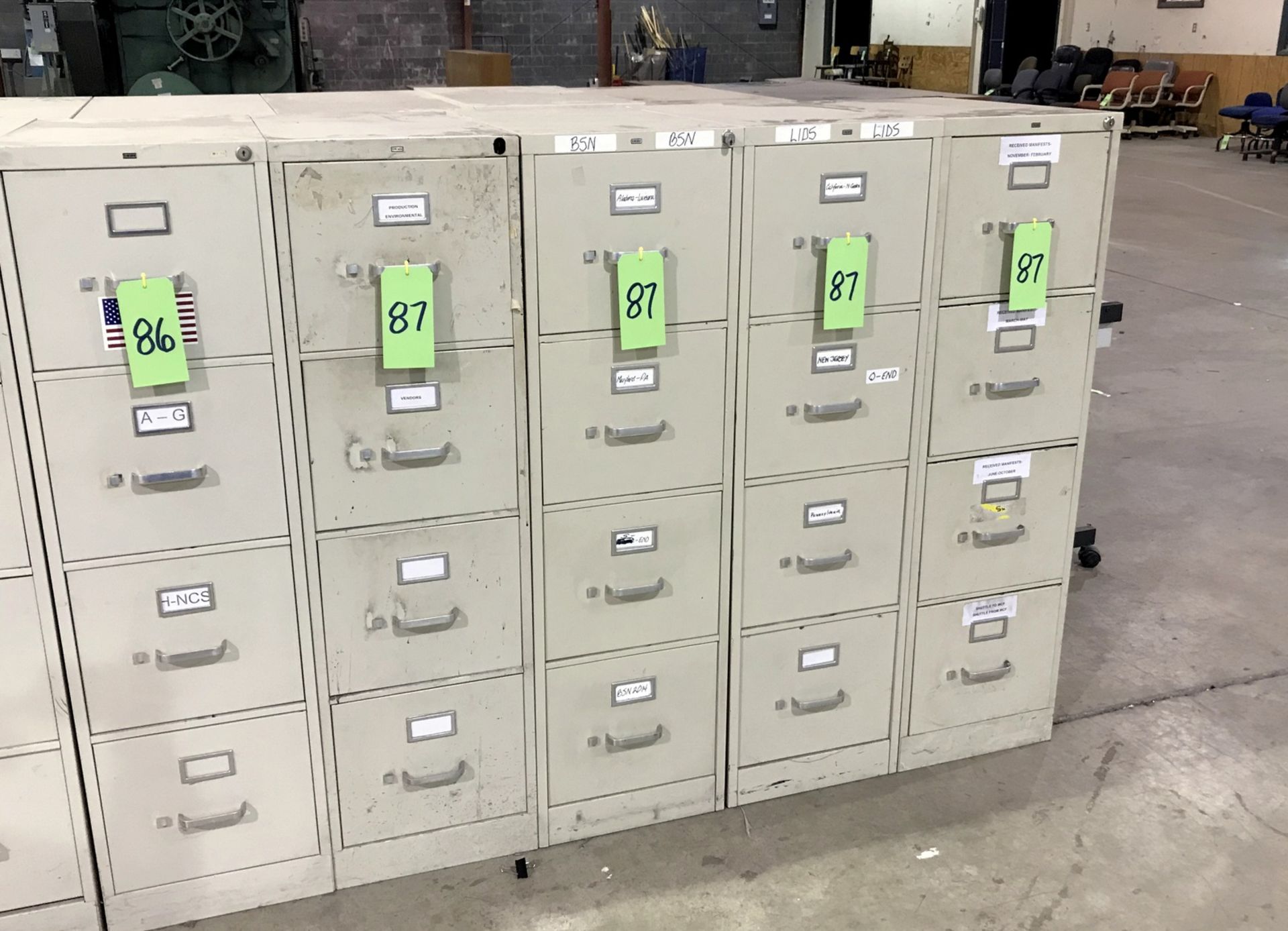 Lot of (4) Hon 4-Drawer Metal File Cabinets