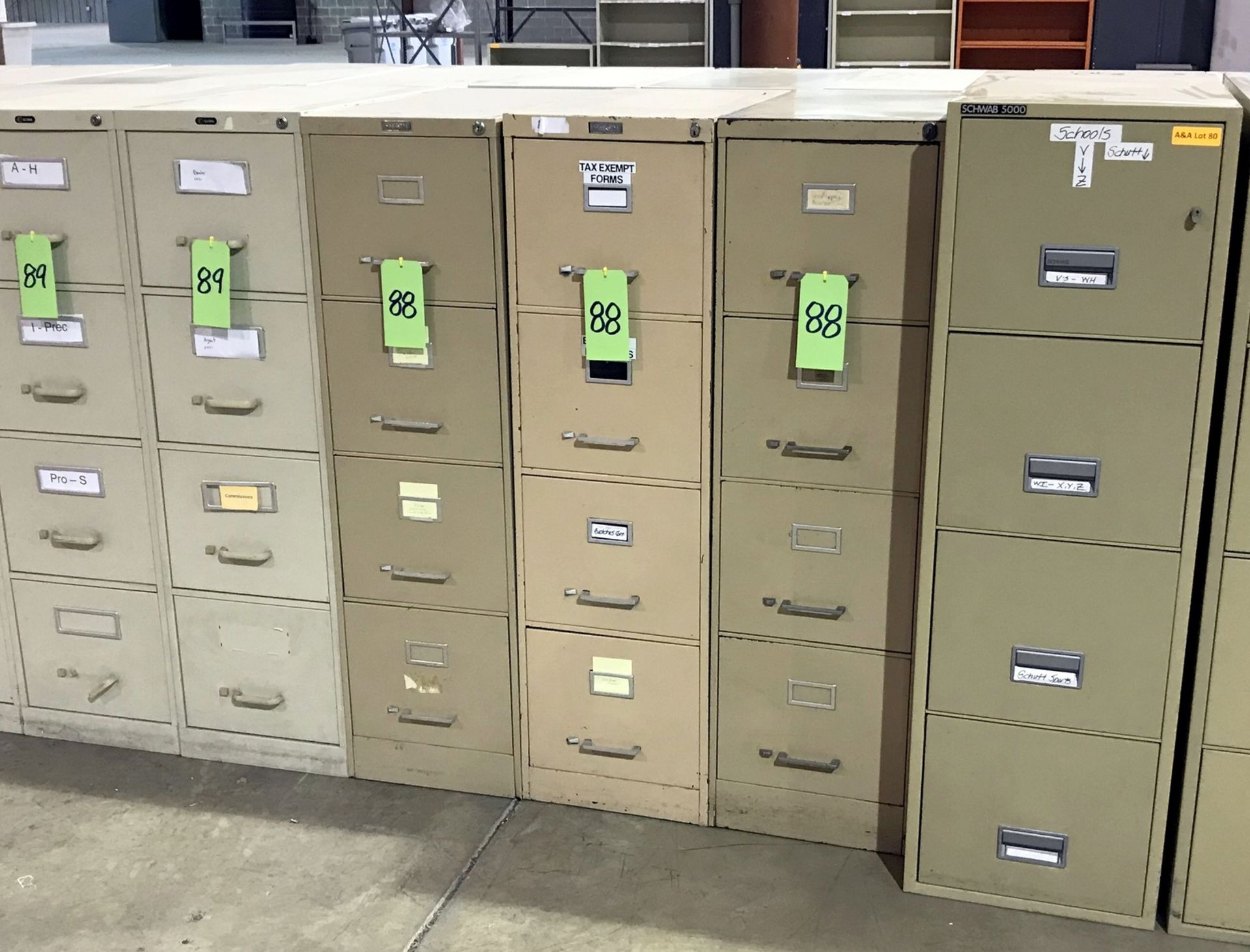 Lot of (3) Haskell 4-Drawer Metal File Cabinets