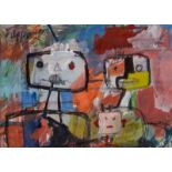 Karel Appel (Amsterdam 1921 - Zürich 2006) La famille Signed and dated '50 u.l. Gouache and crayon