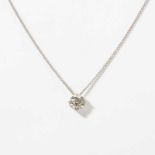 An 18 carat white gold and diamond pendant with an 18 carat white gold necklet 21st century The