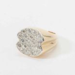 A Retro 18 carat gold and diamond Cartier ring Circa 1950 The shaped ring pavé-set with circular-