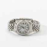 A stainles steel Rolex Oyster perpetual Lady-Datejust 20th century With white dial, sapphire glass,