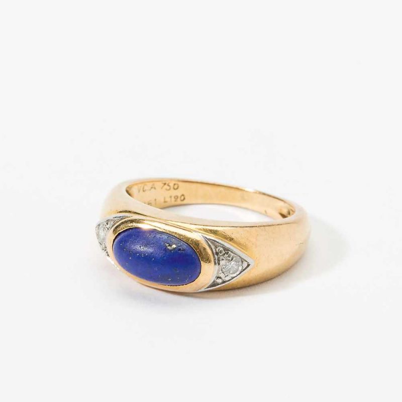 An 18 carat gold, platinum, diamond and lapis lazuli ring, Van Cleef & Arpels France, circa 1960