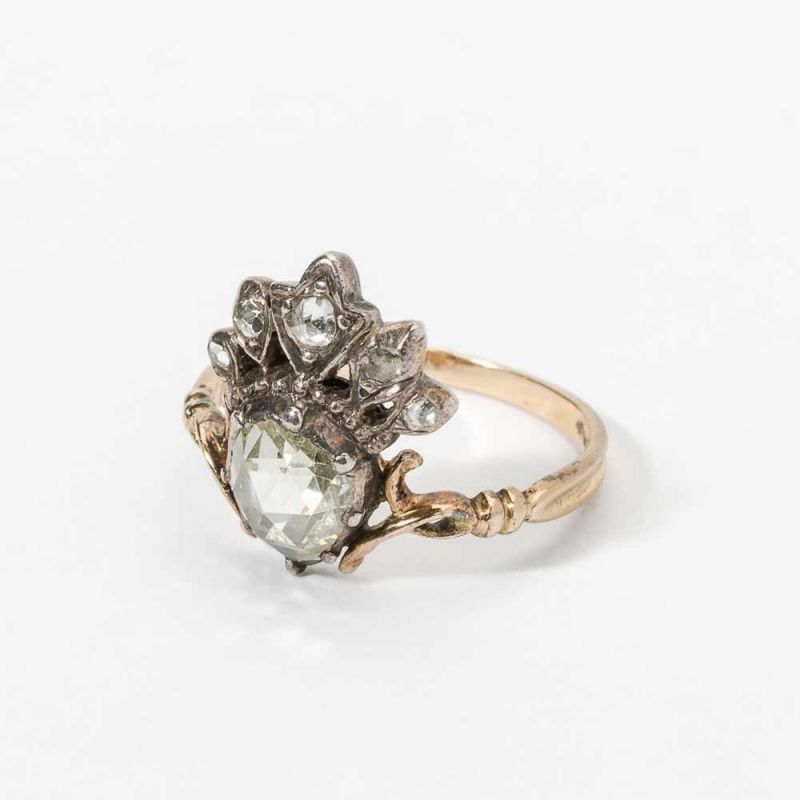 An antique 14 carat gold, silver and rose-cut diamond 'crown' ring The Netherlands, circa 1900 The