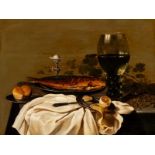 Studio of Pieter Claesz. (circa 1645-1650)Still life with a large roemer of wine, a dish of fish,