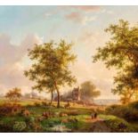 Frederik Marinus Kruseman (Haarlem 1816 - Saint-Gilles 1882)A panoramic summer landscape with