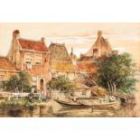 Willem Koekkoek (Amsterdam 1839 - Nieuwer-Amstel 1895)L'arrivée du bateau Signed lower