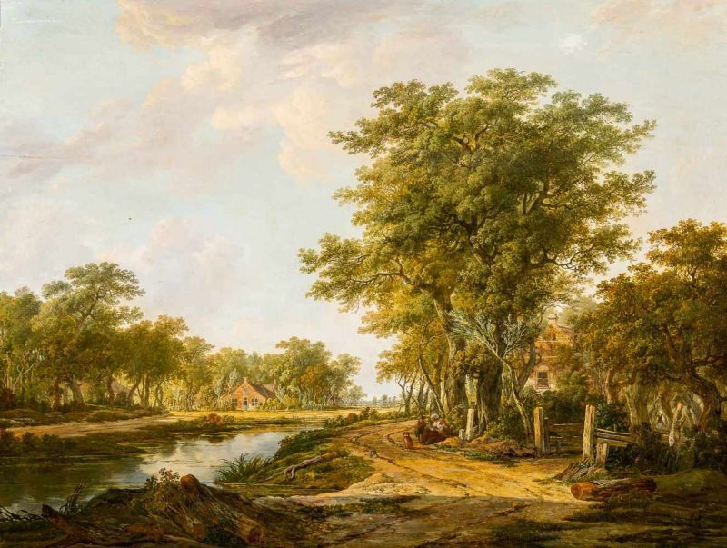 Jacob van Strij (Dordrecht 1756 - 1815)Landschap met hoog geboomte (Landscape with high trees)Signed