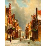 Petrus Geradus Vertin (The Hague 1819 - 1893)Snowball fight in a sunlit streetIndistinctly signed