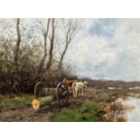 Willem G.F. Jansen (Harlingen 1871 - Blaricum 1949)Logging wheels on a country roadSigned lower