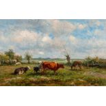 Simon van den Berg (Overschie 1812 - Arnhem 1891)Cattle in a polder landscapeSigned lower rightOil