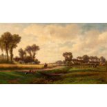 Adrianus van Everdingen (Utrecht 1832 - 1912)Hollandsch landschap met graanveldSigned and with