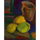 Jan Wiegers (Kommerzijl 1893 - Amsterdam 1959)Three quinces and a jug Signed lower leftOil on