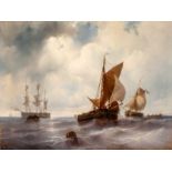 Louis Meijer (Amsterdam 1809 - Utrecht 1866)Ships at seaSigned lower right Oil on panel, 82.3 x