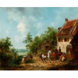 Nicolaus Berkhout (Zaandam 1813 - Wachenheim 1892)Horsemen by a tavernSigned and dated 1839 lower