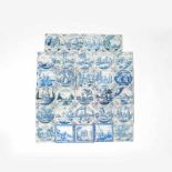 A collection of twenty-nine various Dutch blue and white ceramic tiles with biblical scenes18th/19th