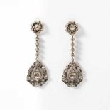 A pair of 14 carat gold, silver and diamond ear pendantsThe Netherlands, circa 1900Designed as a