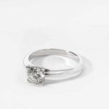 A 14 carat white gold and diamond single stone ring21st centuryCentered by a circular-cut diamond.