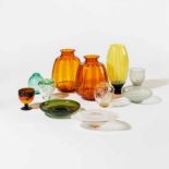 A collection of Dutch and French modern glass vases and dishes20th century, mainly by A.D. Copier