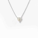 An 18 carat white gold necklet with diamond pendant21st centuryThe necklet suspending a heart-shaped