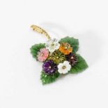 An 18 carat gold and multi gem flower broochCirca 1960Shaped as a bunch of flowers and set with