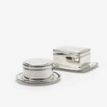 A set of two Dutch silver biscuit boxes on traysMark of Fa. J.M. van Kempen & Zonen, Voorschoten,