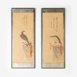 A pair of fine Japanese paintings of a bird of preyBakumatsu period (1853-1868)Each opposite,