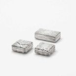 Two Dutch silver pill boxes and a 'loderein' snuff boxOne with indistinct maker's mark, Schoonhoven,