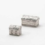 Two Dutch silver 'loderein' snuff boxesOne with the mark of Dirk Goedhart, Amsterdam, circa 1800;