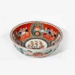 A large Japanese Imari Namban 'black ship' bowl19th centuryDecorated to the interior with panels