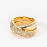 An 18 carat gold and diamond band ring20th centuryThe entwined ring partly set with circular-cut