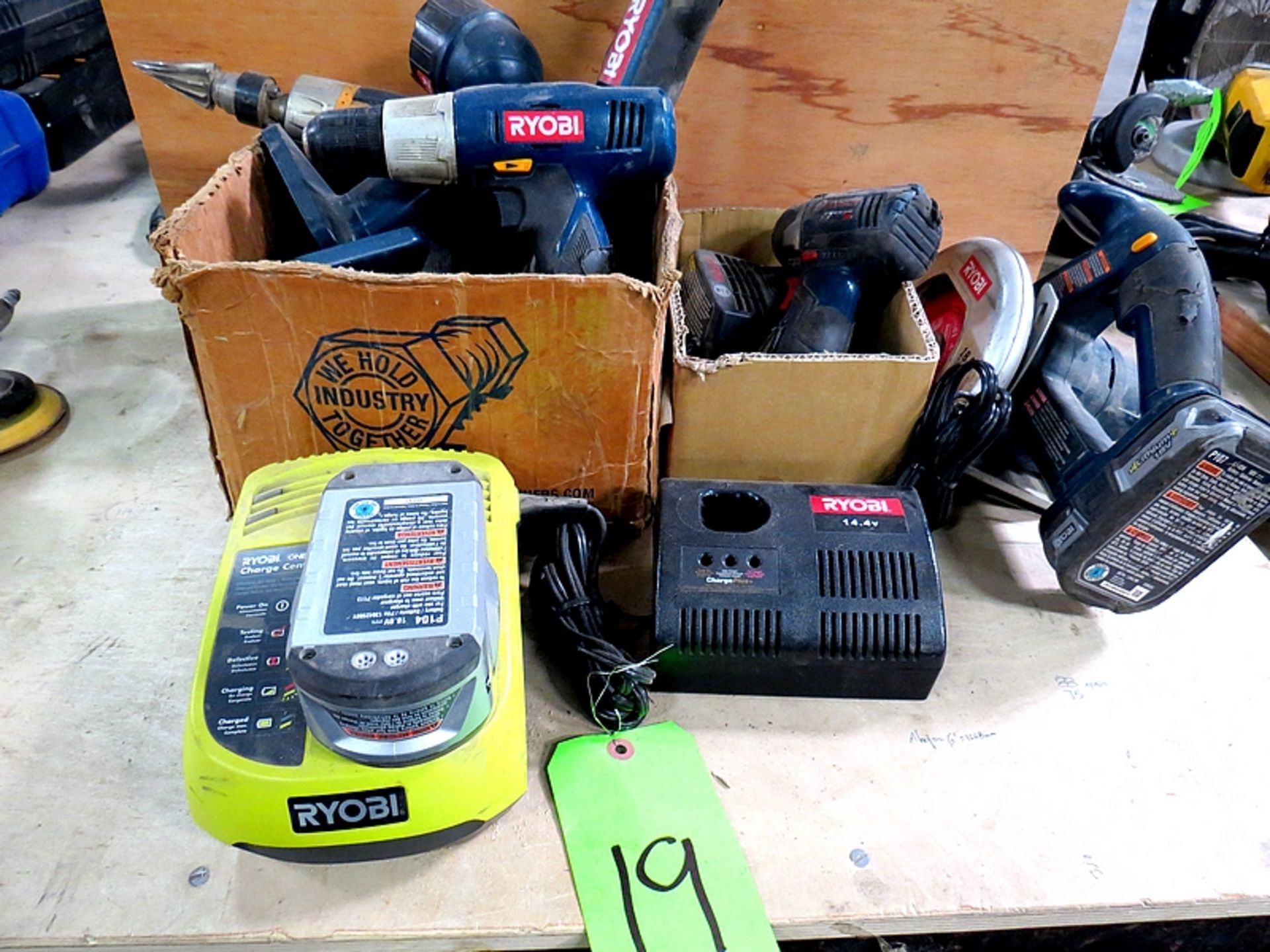 LOT OF ASSORTED CORDLESS RYOBI AND BOSCH DRILLS MISSING SOME BATTERIES AND CHARGERS