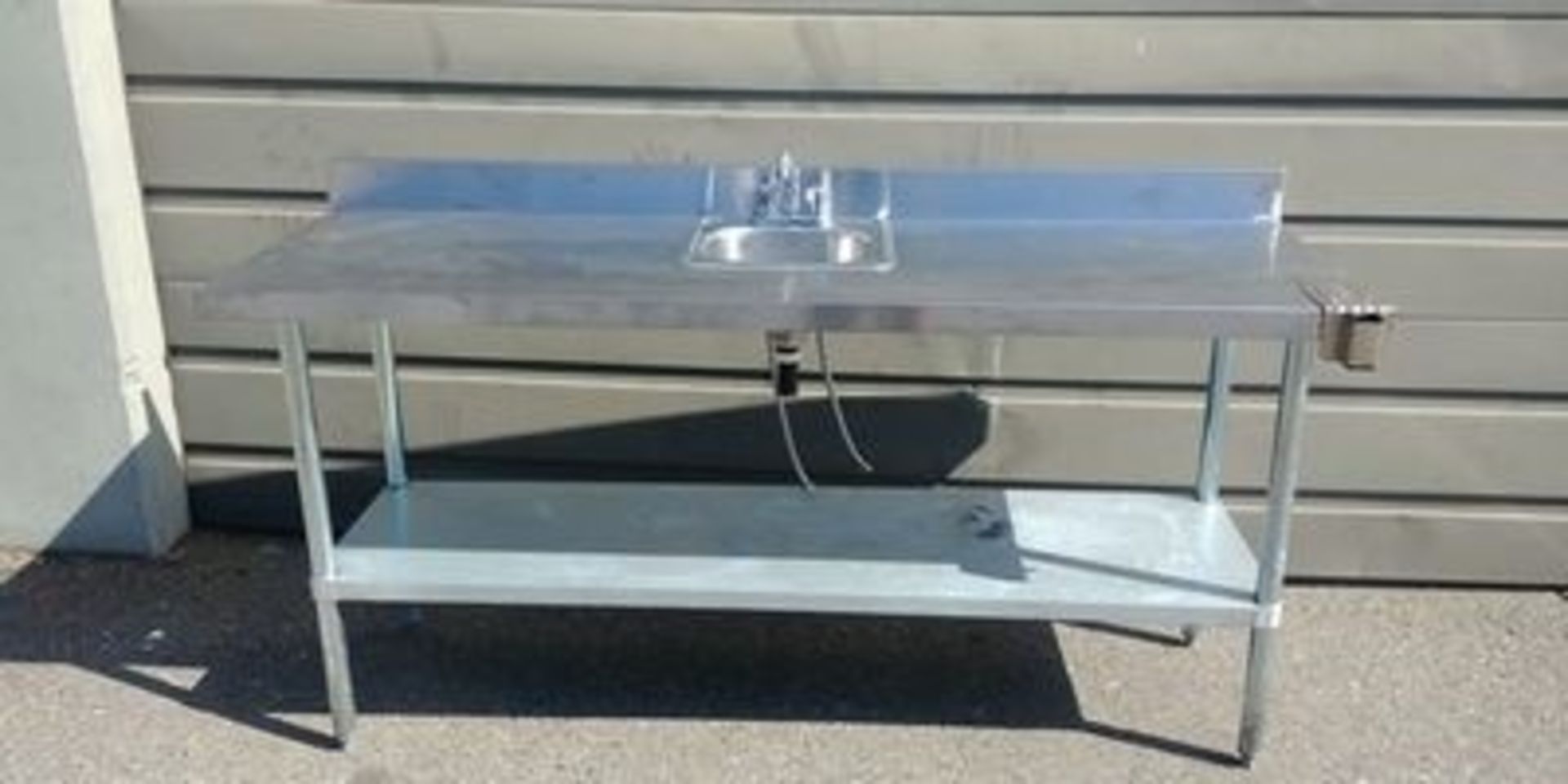 60 x 24" Stainless Steel 2 Tier Work Table with Hand Sink and Back Splash