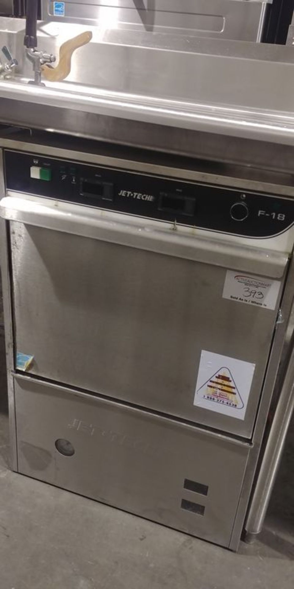 Jet Tech Model F-18 High Temp Undercounter Dishwasher