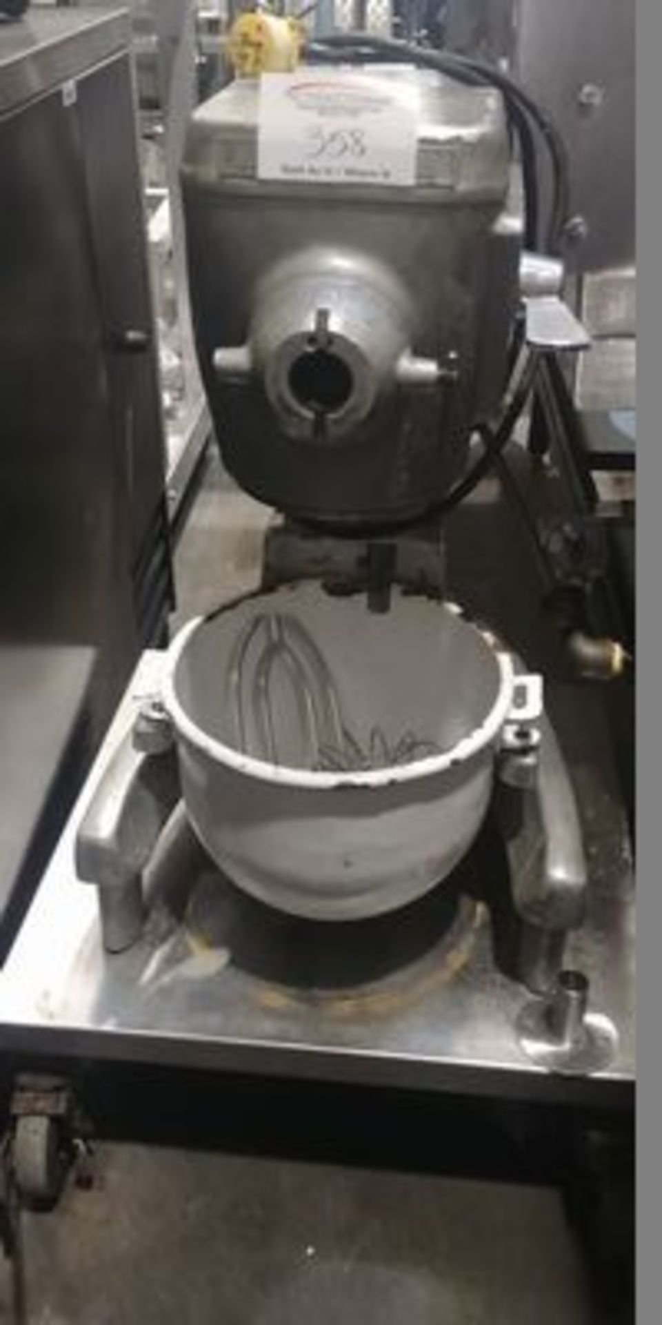 Blakeslee Mixer on Casters with Bowl and 2 Attachments