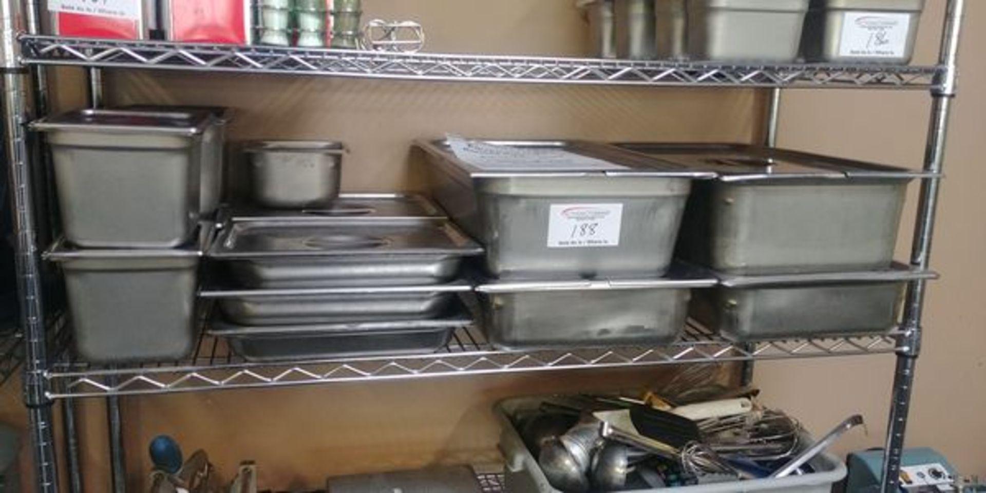 Shelf Lot of Stainless Steel Inserts with Lids