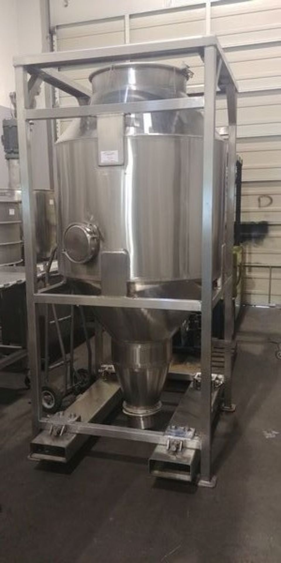 All Stainless Steel Transfer Tank With Forklift Rails - Overall Size 90" Tall x 42"Square