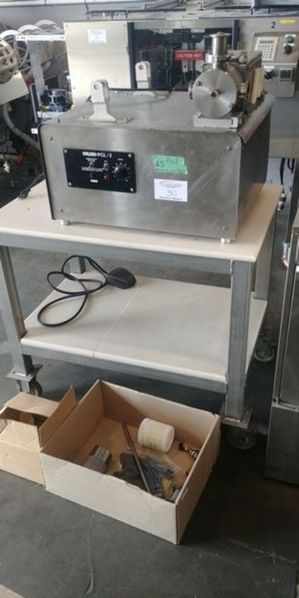 Kalish - Model PCL / 2 Twin Head Piston Filler on Cart with 2 Boxes of Additional Parts