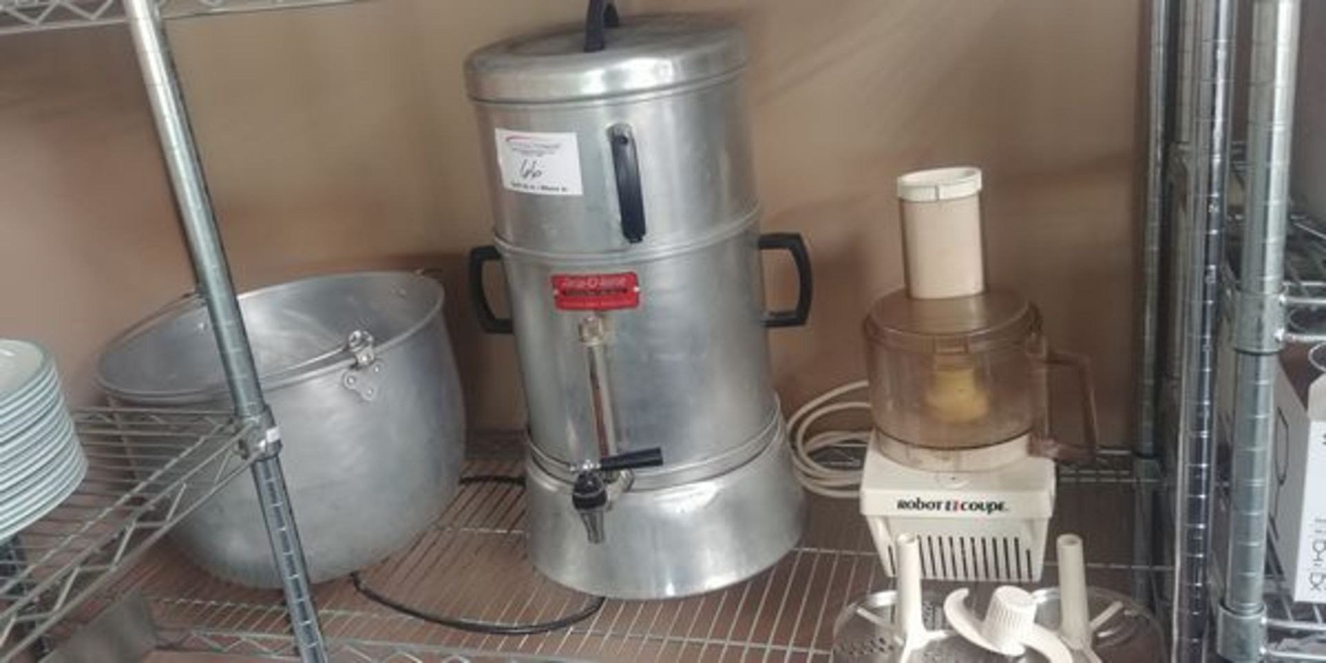 4 Pieces of Antique Kitchen Equipment including Robot Coupe, Drip-o-later, Liquor Dispenser and Pot