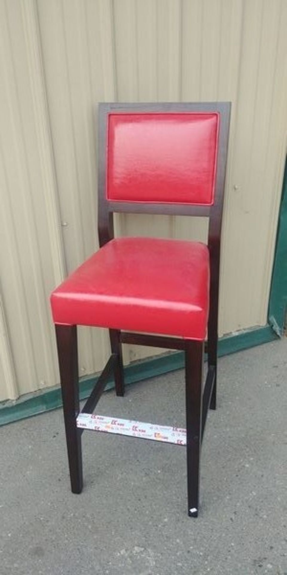 4 Red Seat and Wood Bar Stools - Appears to be new - Price Each Times 4