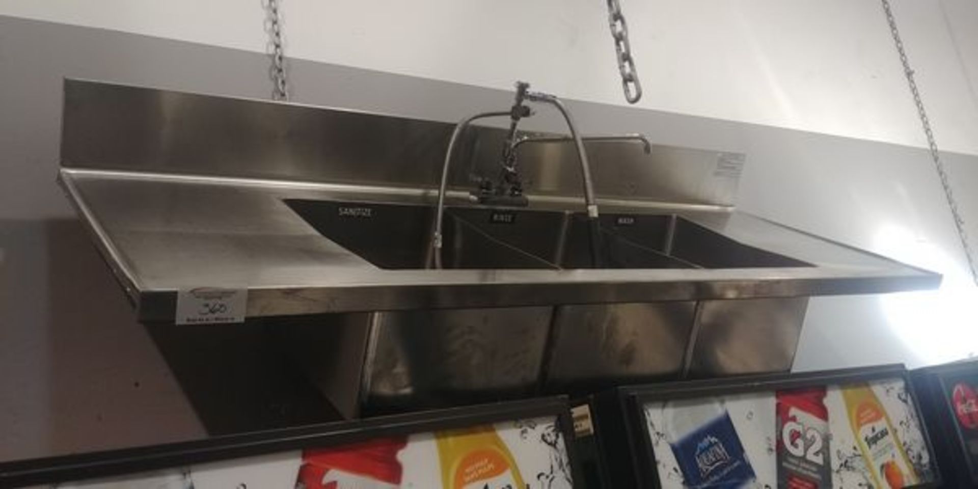 3 Compartment Stainless Steel Drop In Sink with Taps