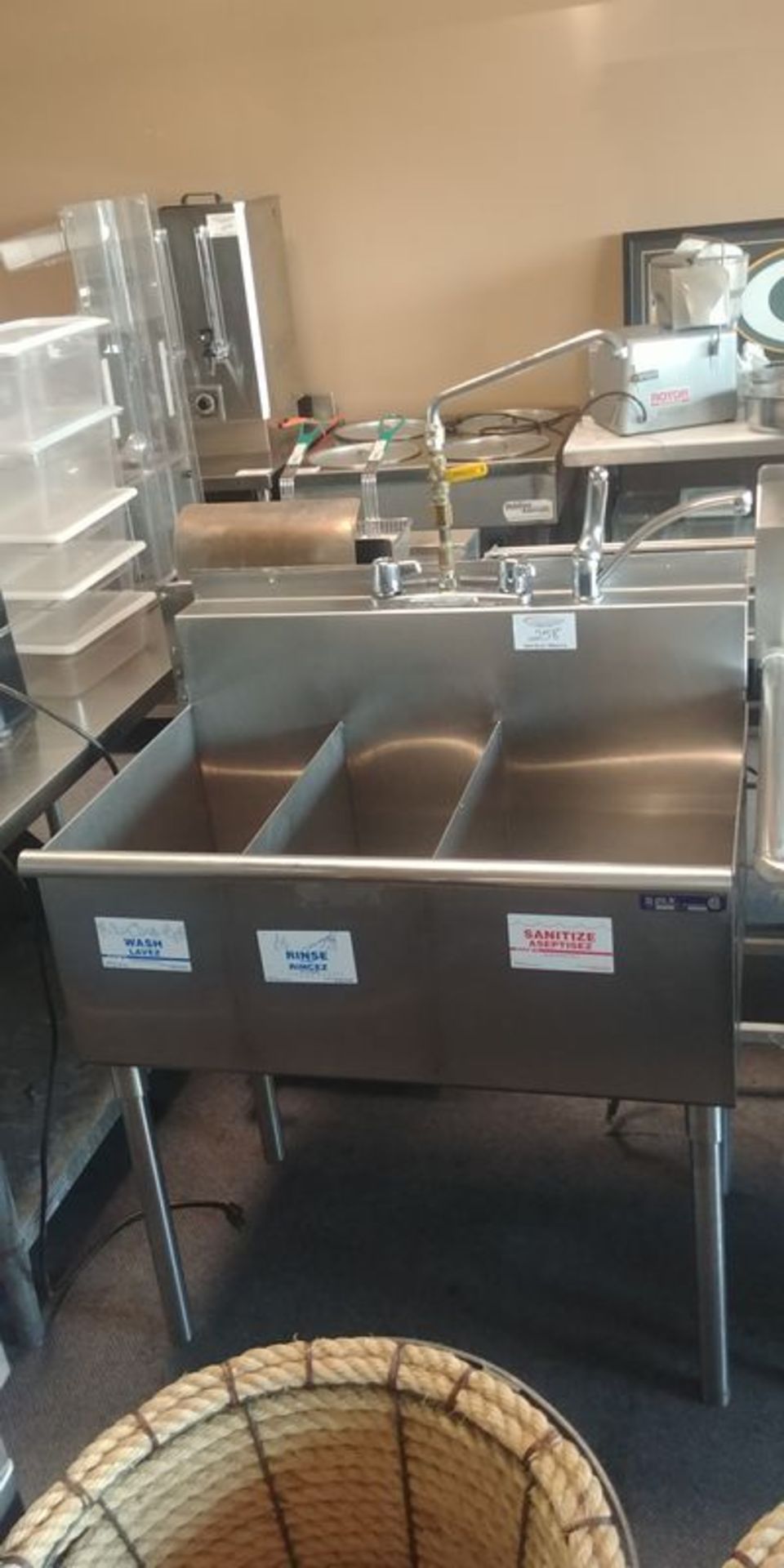 3 Compartment Stainless Steel Sink with Taps