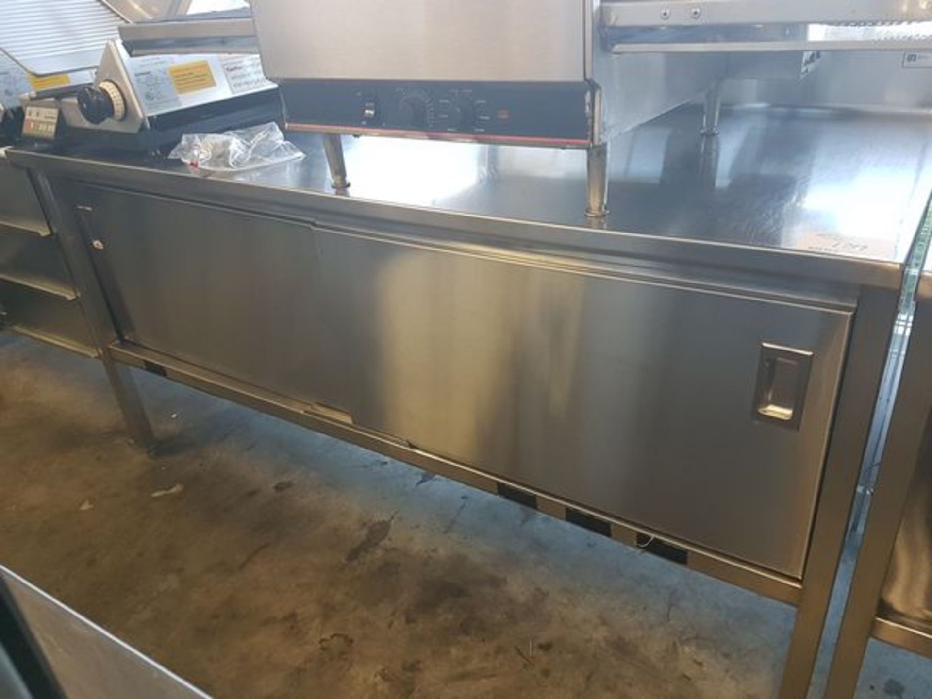 Custom Built 6 Ft Stainless Steel Counter with Sliding Doors