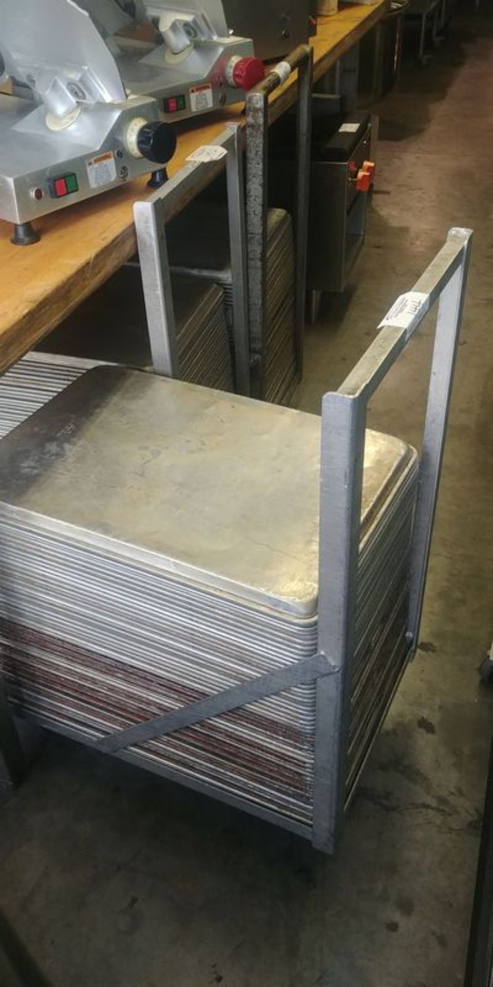 Cart with 50 Aluminum Full Size Baking Sheets