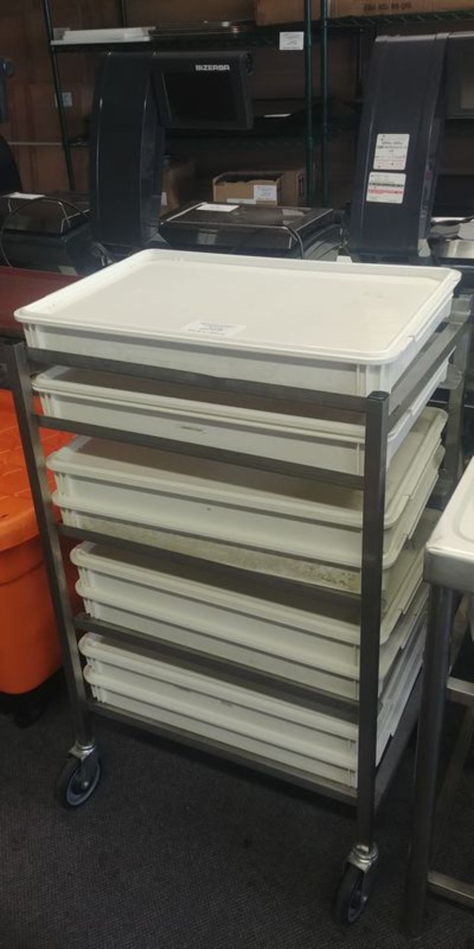 Stainless Steel Trolley with 8 Dough Rising Trays with Lids