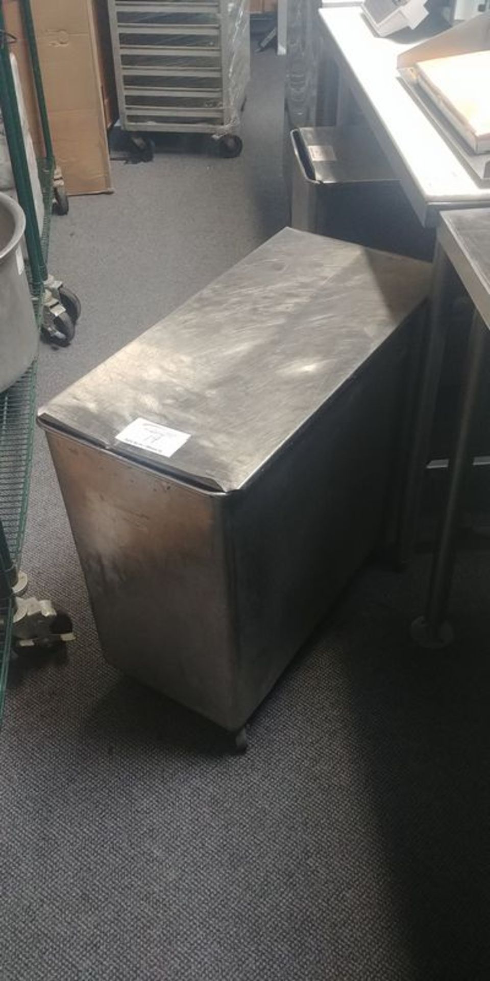 Stainless Steel Four Ingredient Bin with Lid on Casters