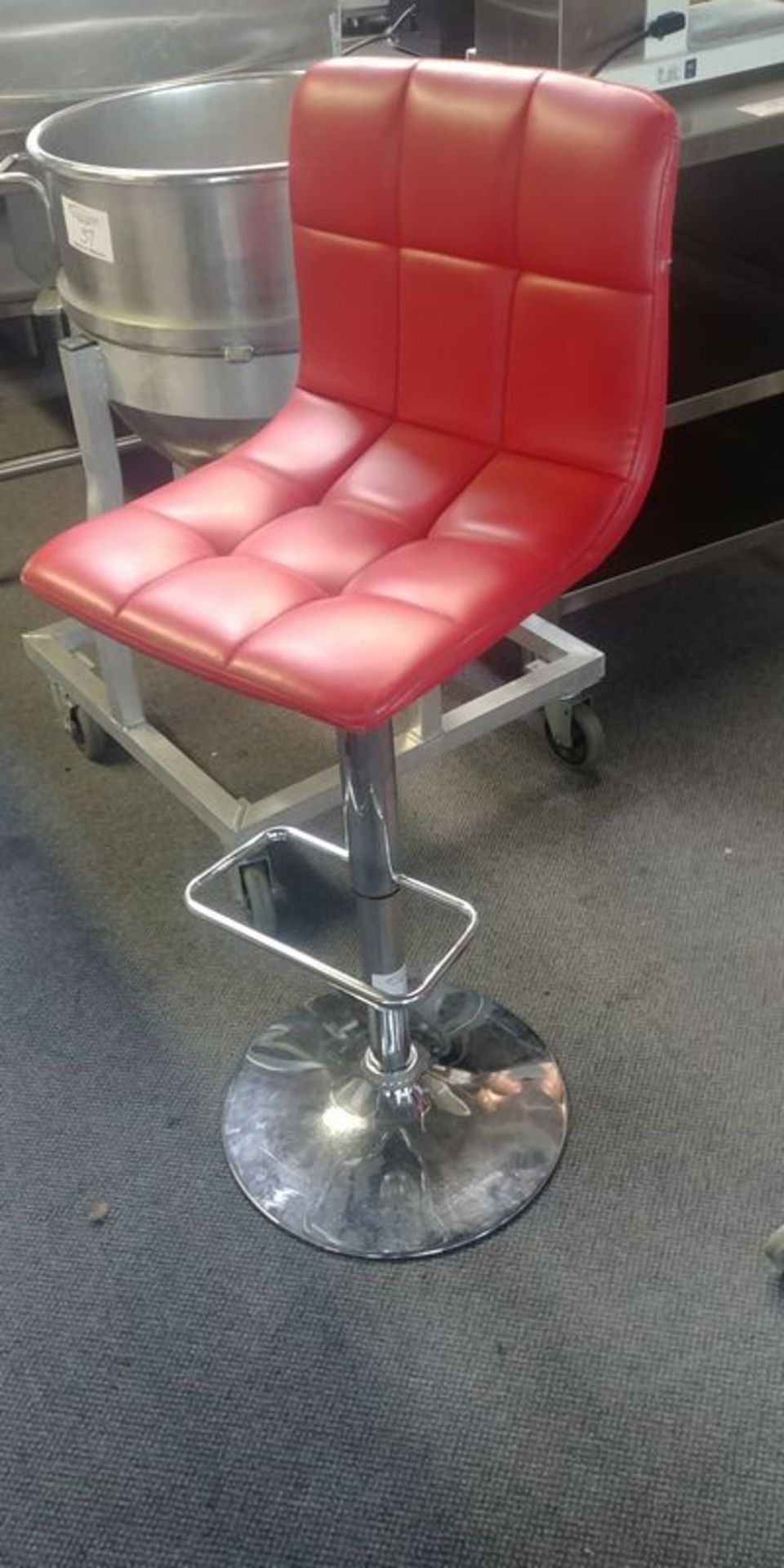 4 Red Swivel, Adjustable Height Bar Stools